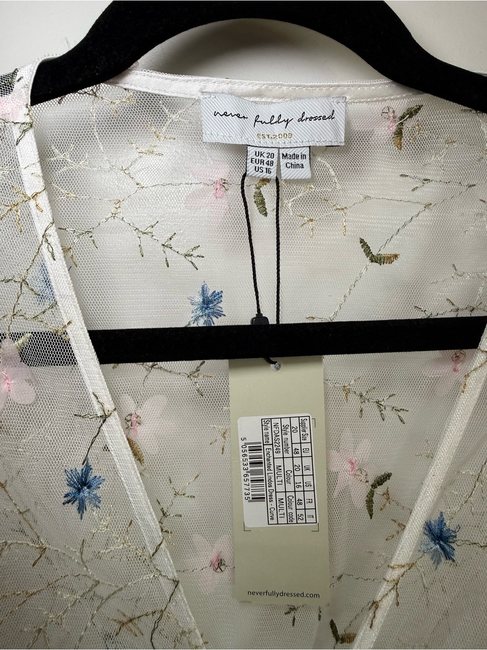 NWT Never Fully Dressed Boho Fairycore Sheer Floral Embroidered Maxi Dress - Picture 2 of 8